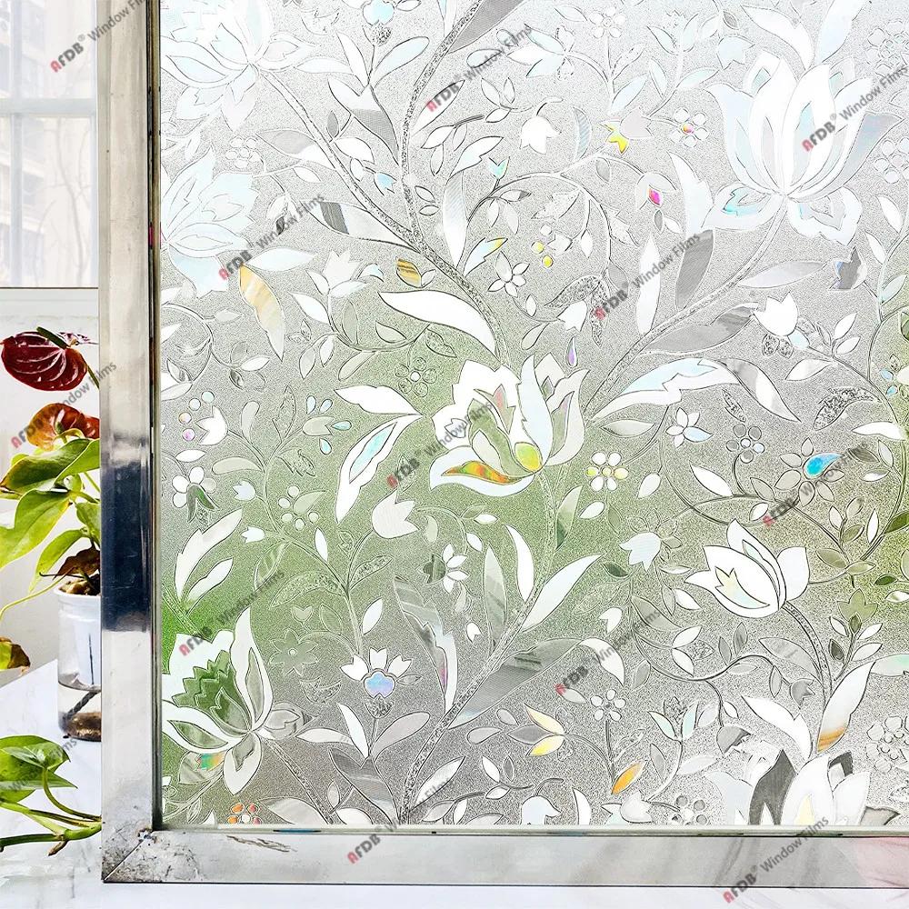 3D-Regenbogen-Fensterfolie, Sichtschutz, Buntglas, UV-Schutz, Fensteraufkleber für Zuhause, statisch haftender Kleber, Wärmeregulierende Glasfolie