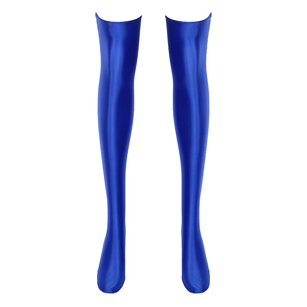 Womens Glossy Thigh High Stockings Solid Color Stretchy Socks 1 Pair Costume Accessories