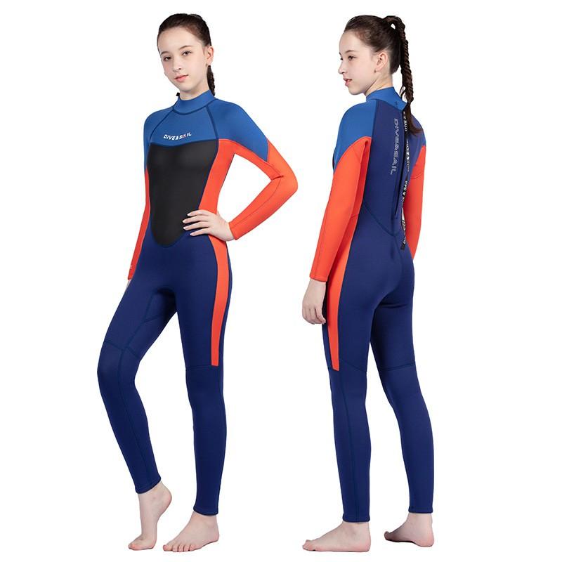 DIVESAIL Kids 2.5mm Neoprene Full Wetsuit Snorkeling Diving Surfing Winter Swimming Youth Thermal Dive Suit