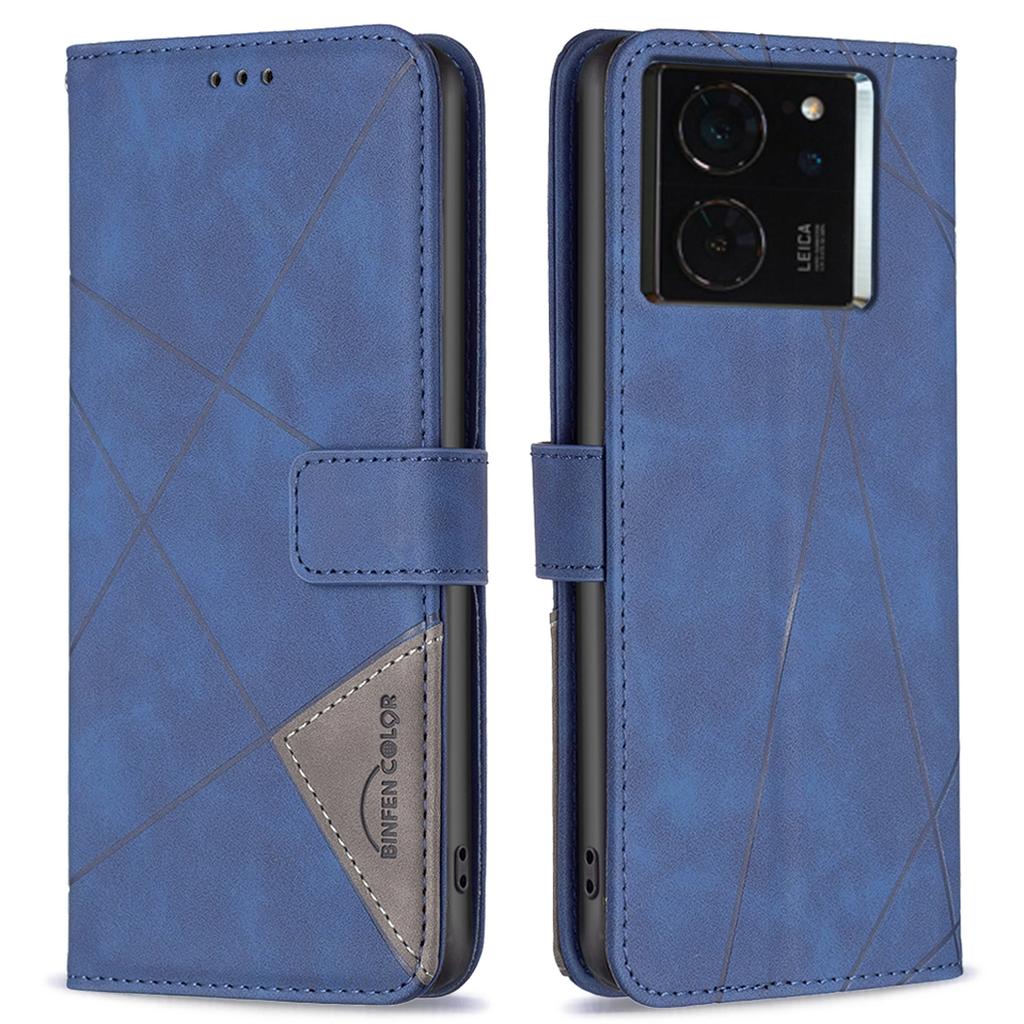 BINFEN COLOR For Xiaomi 14T Pro Phone Cases Wallet Stand Geometry Imprint Leather Cover