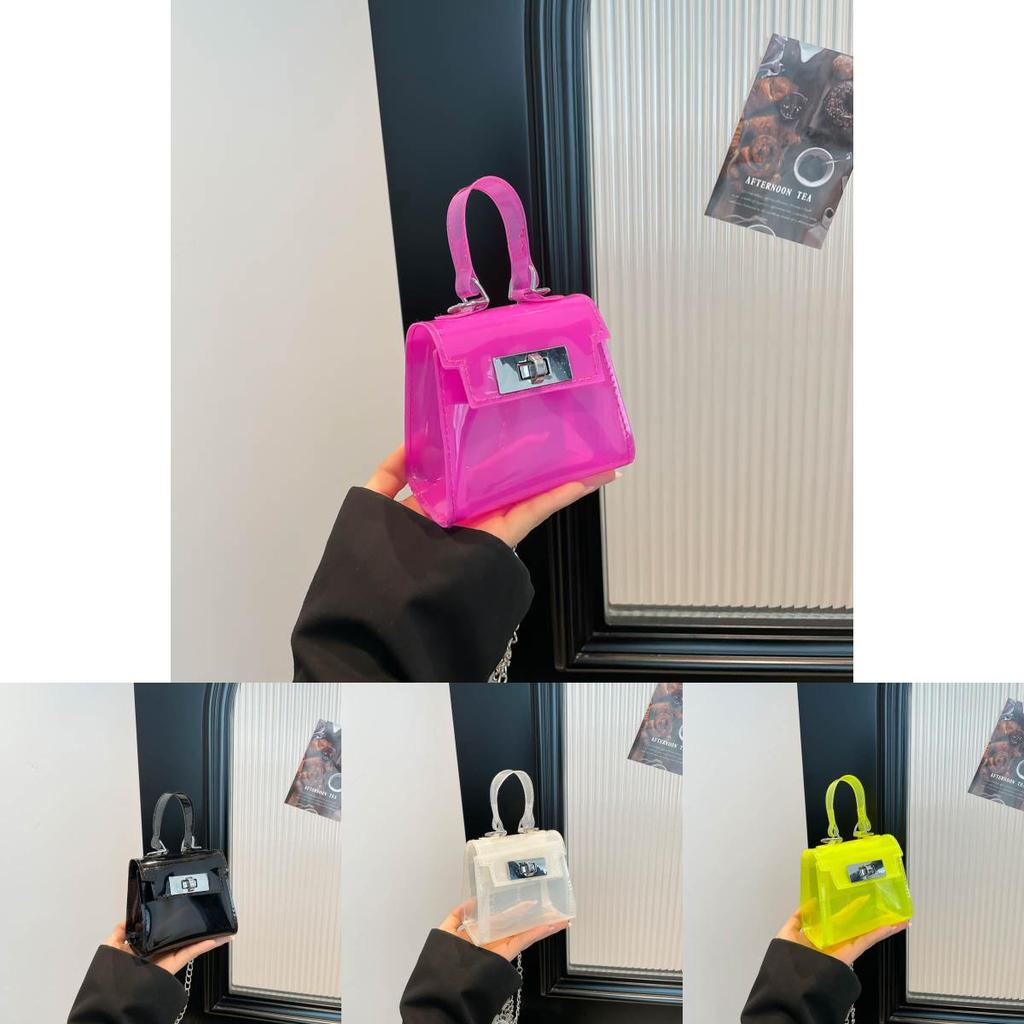 Street Style Jelly Bag Pvc Mini Shoulder Bag With Chain For Children And Teens