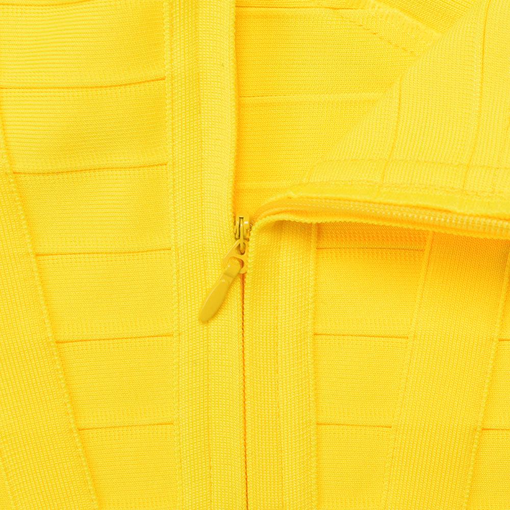 Yellow Striped Spaghetti Strap Bodycon Dress with Waist-Cinching