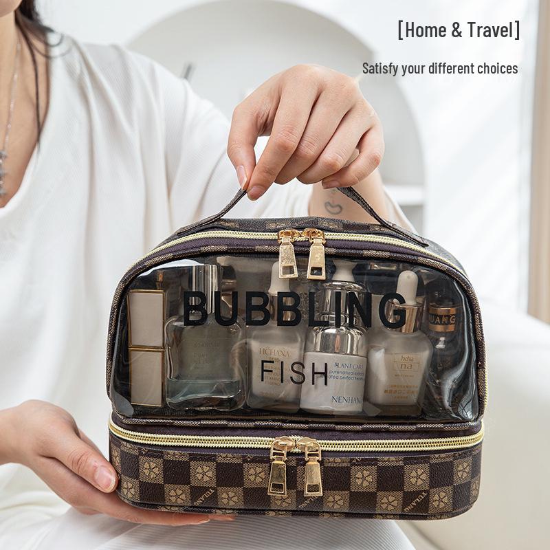 Large Capacity Waterproof PU Transparent Cosmetic & Toiletry Bag for Travel and Swimming