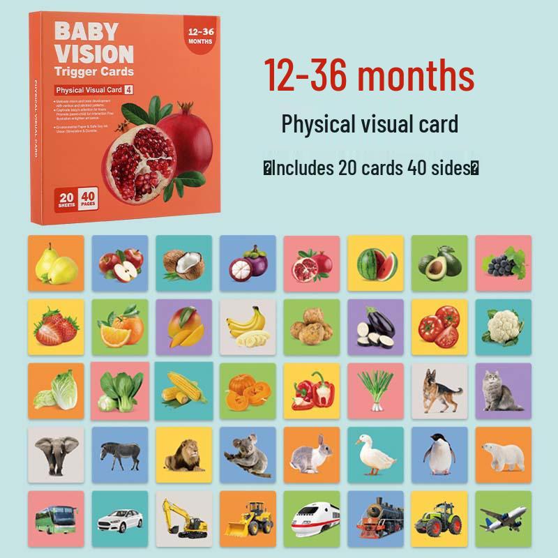 Карточки для визуальной стимуляции младенцев: Черно-белые развивающие игрушки для 0-12 месяцев