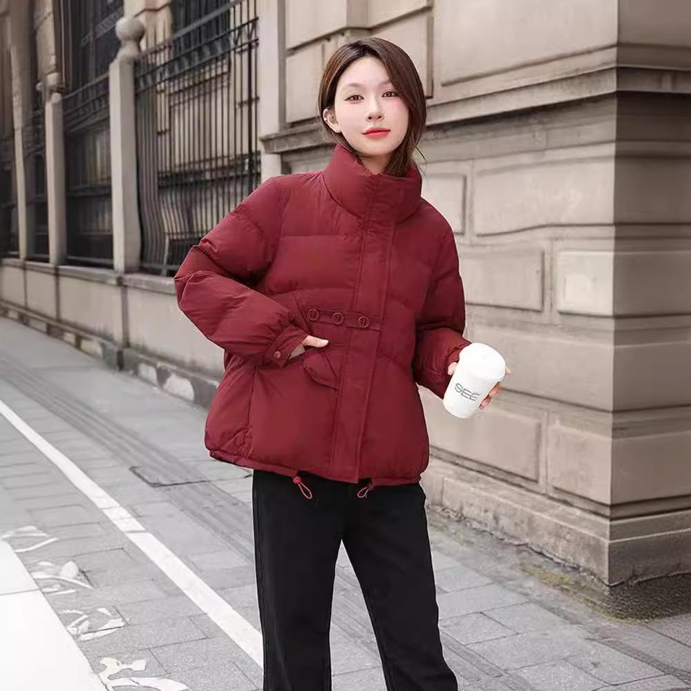 Small Down Jacket Short Three-button Bread Jacket Casual Jacket Stand-up Collar White Duck Down Jacket