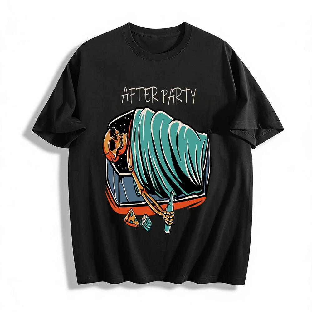 

After Party Skeleton Coffin Print Casual Graphic Tee Pure cotton T-shirt XXS
