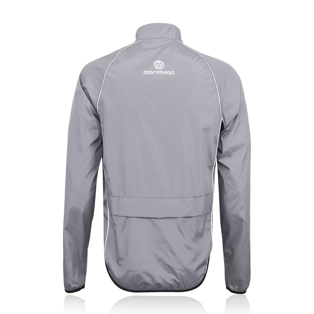 Morethan Long Sleeve Cycling Jacket Windbreaker Men's (L/Gray) Autumn/Winter (Lightweight/UV Protection/Back Pocket/Storable) WVP-005