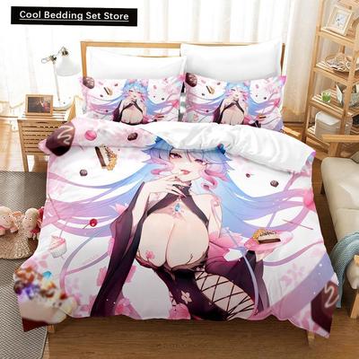 3D Anime Sexiga Tjejer Silvervale VTuber Sängkläder Set Enkel Twin Full Queen King Size Sängset Vuxen Barn Sovrum Påslakan Set
