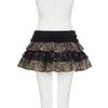 Leopard Print Lace Patchwork Y2K Skirt - European & American Sexy Slim Fit