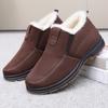 Winter Warm Snow Boots for Men Water Resistant Non-Slip Short Ankle Booties With Faux Fur Lining Men's Comfortable Work Sneakers Walking Loafers Shoes