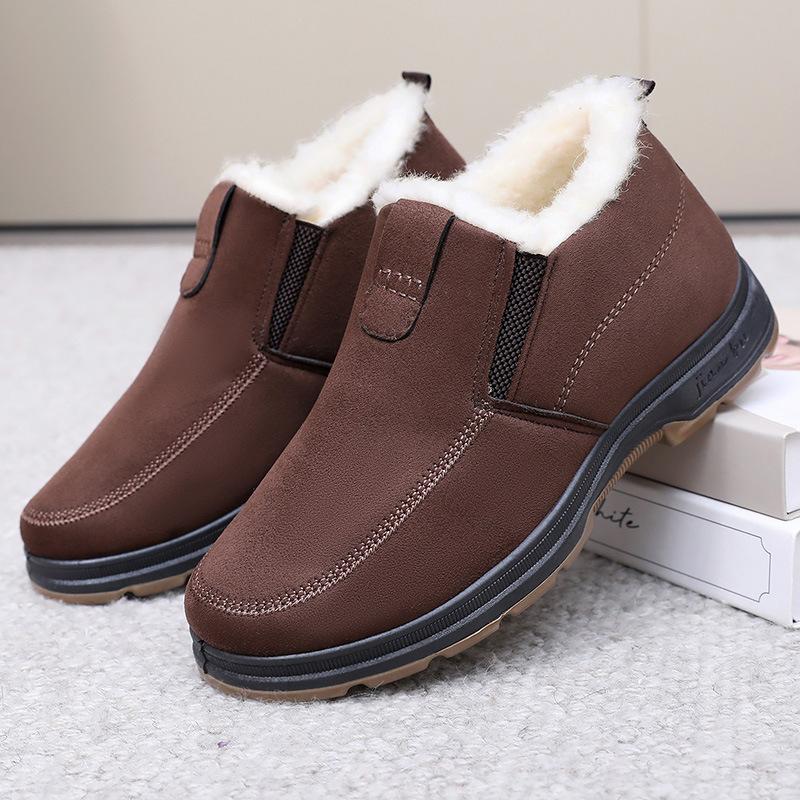 Winter Warm Snow Boots for Men Water Resistant Non-Slip Short Ankle Booties With Faux Fur Lining Men's Comfortable Work Sneakers Walking Loafers Shoes
