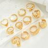iF ME 12Pcs Gold Color Lava Texture Ring Set For Women Chunky Statement Irregular Heart Teardrop Stackable Rings Minimalist Jewelry