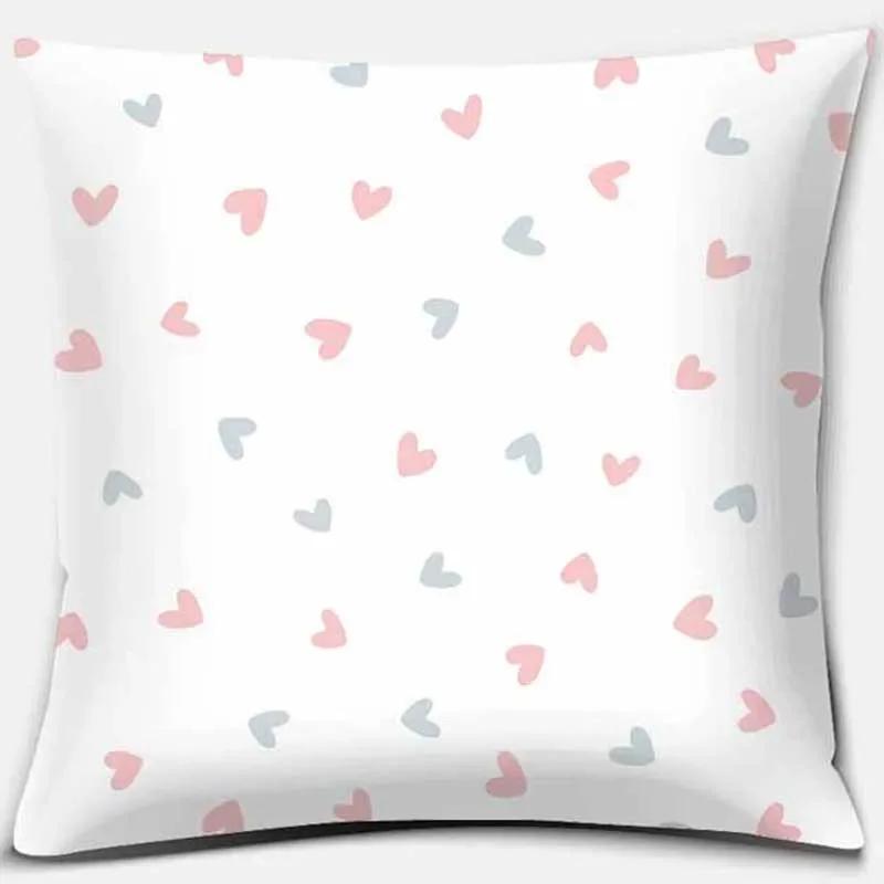 Home Decor Pink Printed Square Polyester Pillowcase Car Sofa Cushion Cover For Bedroom Living Room Sofa X