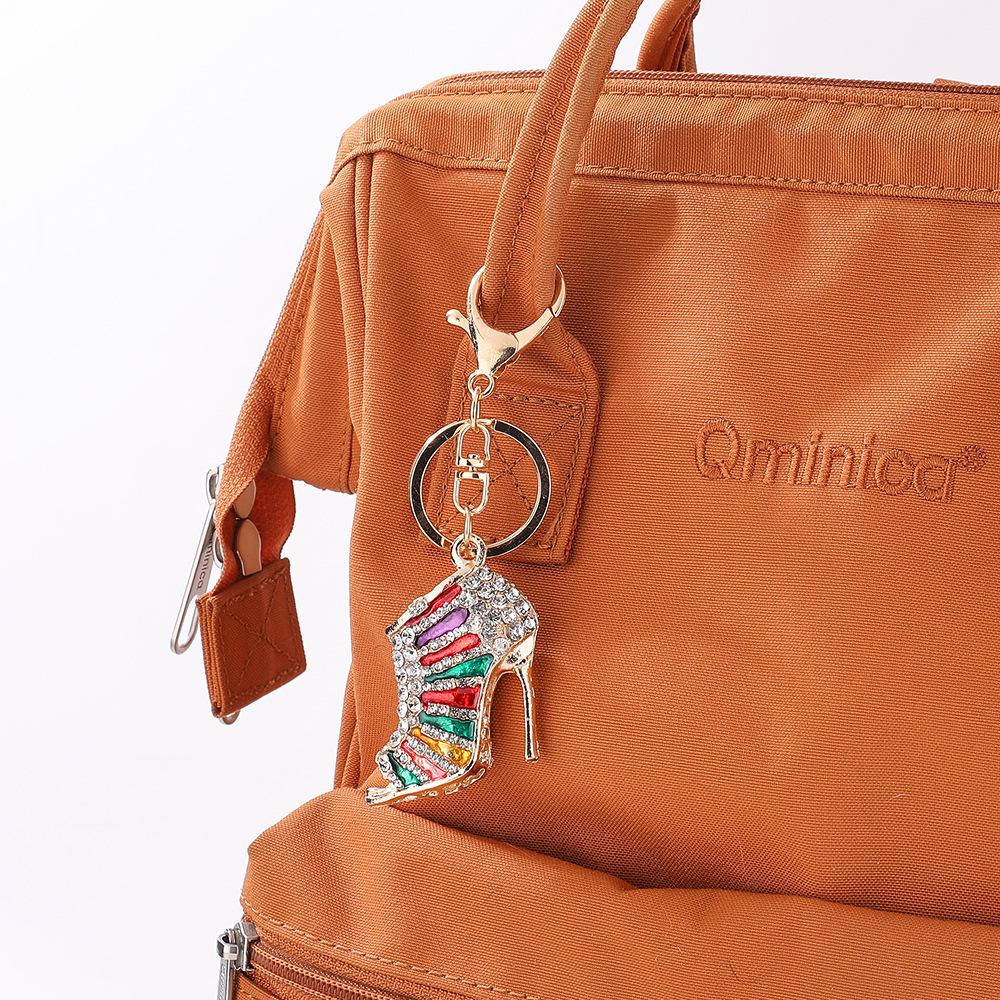 Rhinestone High Heel Metal Keychain - Women's Bag Charm, European & American Style