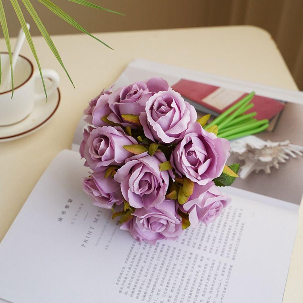 Plastic Artificial Rose Bouquet Luxury Fake Flowers Simulation Rose Flower  Home Living Room Decor