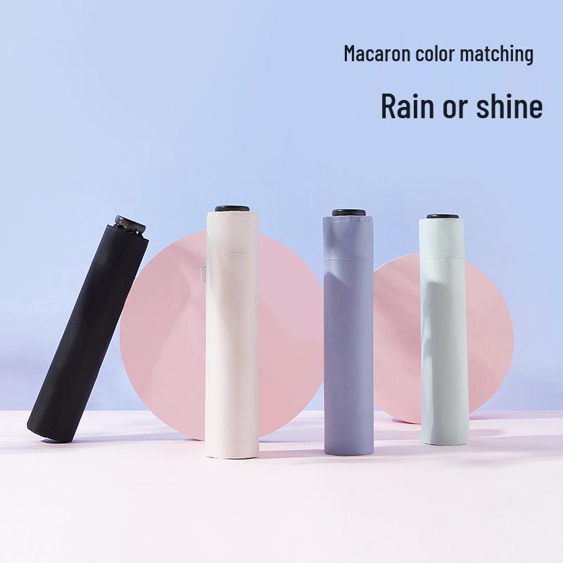 103g Carbon Fiber Mini Parasol - Black, UV-Protection, Folding Sunshade Umbrella for Women