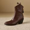 Women's high-heeled short boots autumn and winter new thick-heeled solid-color large-size ankle boots