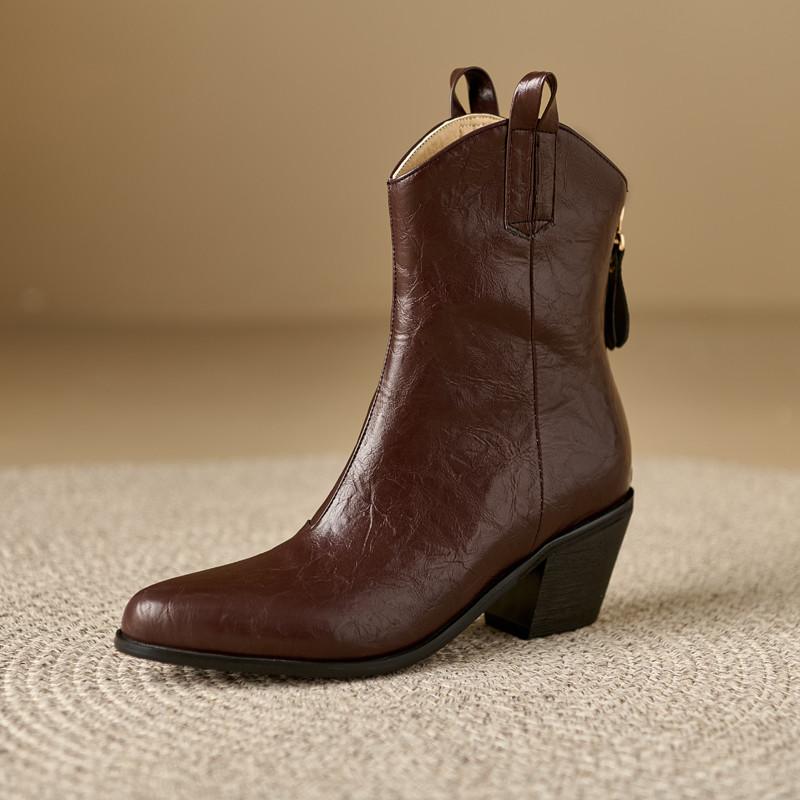 Women's high-heeled short boots autumn and winter new thick-heeled solid-color large-size ankle boots
