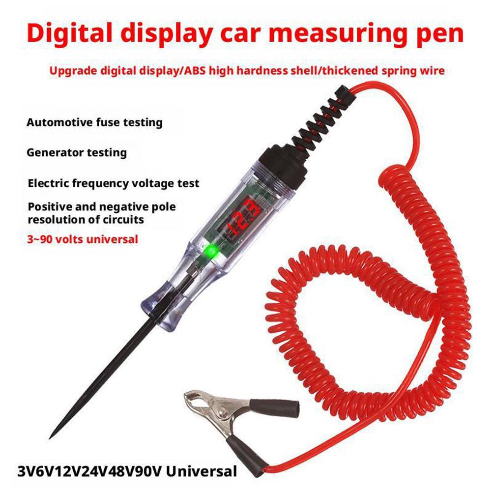 24V 48V 90V DC Car Digital Display Test Pen Circuit Tester Auto Diagnostic Probe Electric Measuring Pen Heavy Duty Repair Tools