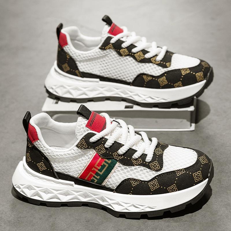 

Повседневная спортивная обувь мужская весенне-летняя сетчатая мужская обувь 2025 года новая дышащая универсальная модная обувь для студентов толстая подошва увеличение 44