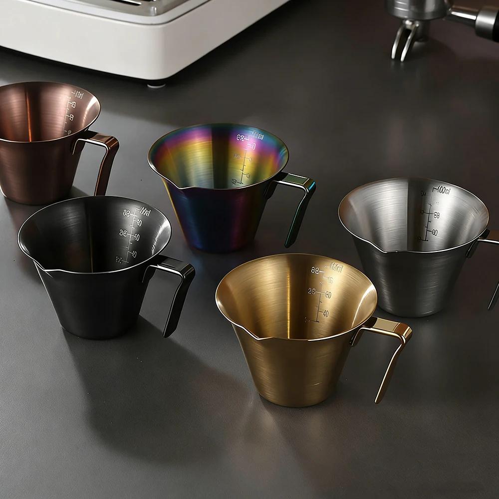 Tasse d'Extraction Espresso 100ml Acier Inoxydable avec Échelle Épaisse Exquise Once Tasse à Café Accessoires Cuisine Maison Café