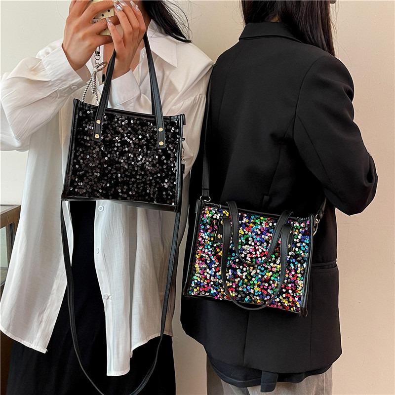Pu Women's Bag Small Square Bag Handbag New Shoulder Bag Sweet Sequined Messenger Bag Bag Bag