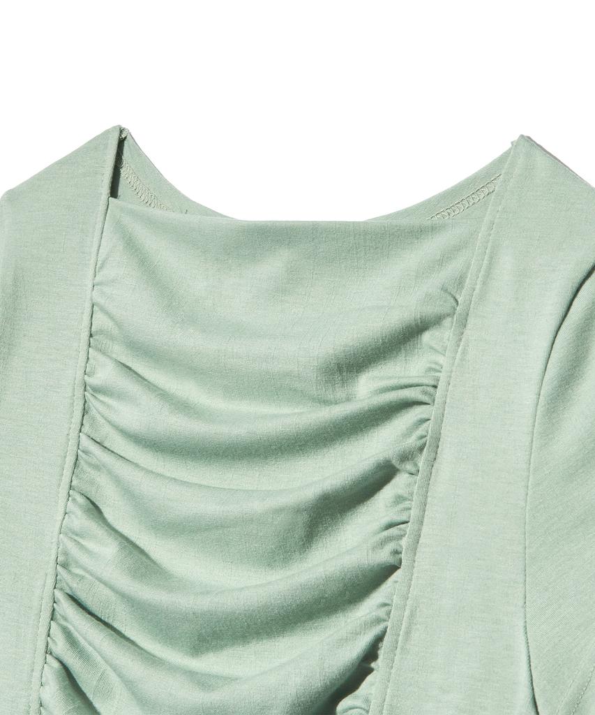 PEACE MAKER Ribbon Shirring Tee (Mint)