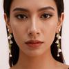 2026 Fashionable Women'S Jewelry : Lily Of The Valley & Pearl Green Ear-Cuff Bracelet And Long Earrings
