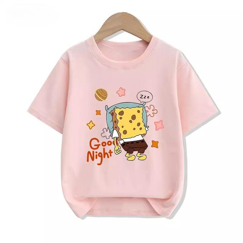 Potdemiel Summer New SpongeBob SquarePants Kids 100 Cotton TShirt Comfortable and Breathable for Boys and Girls