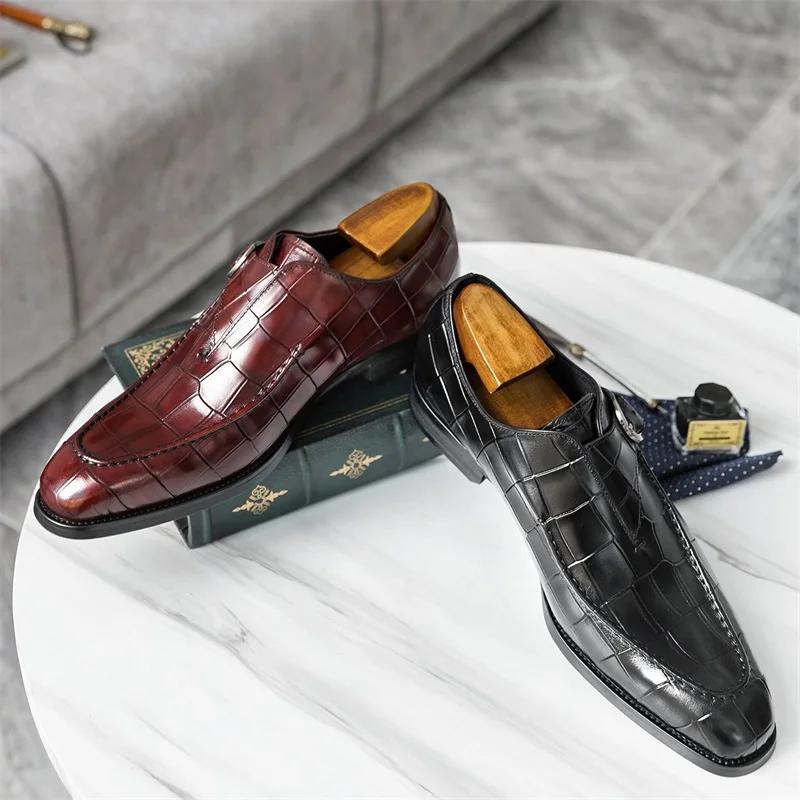 2024 Spring Autumn New Leather Shoes Men Low Top Pointed Shoes Fashion British Classic Style Business Dress Shoes Wedding Shoes