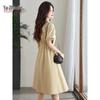 Yuzhaolin Women's Commuter Lapel Short Sleeve X-Shape Dress Y52Q044