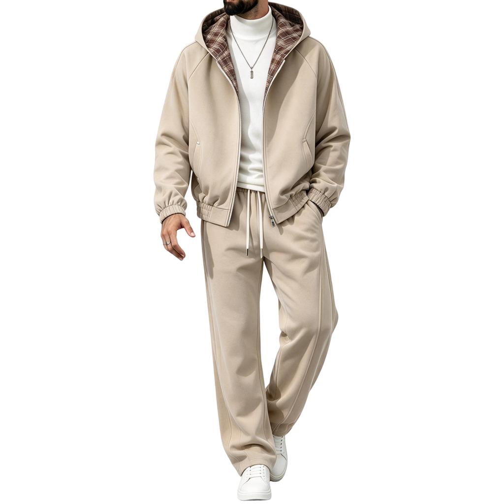 Men's Color Block Striped Athletic Tracksuit Set for Running and Casual Wear, Fall Winter