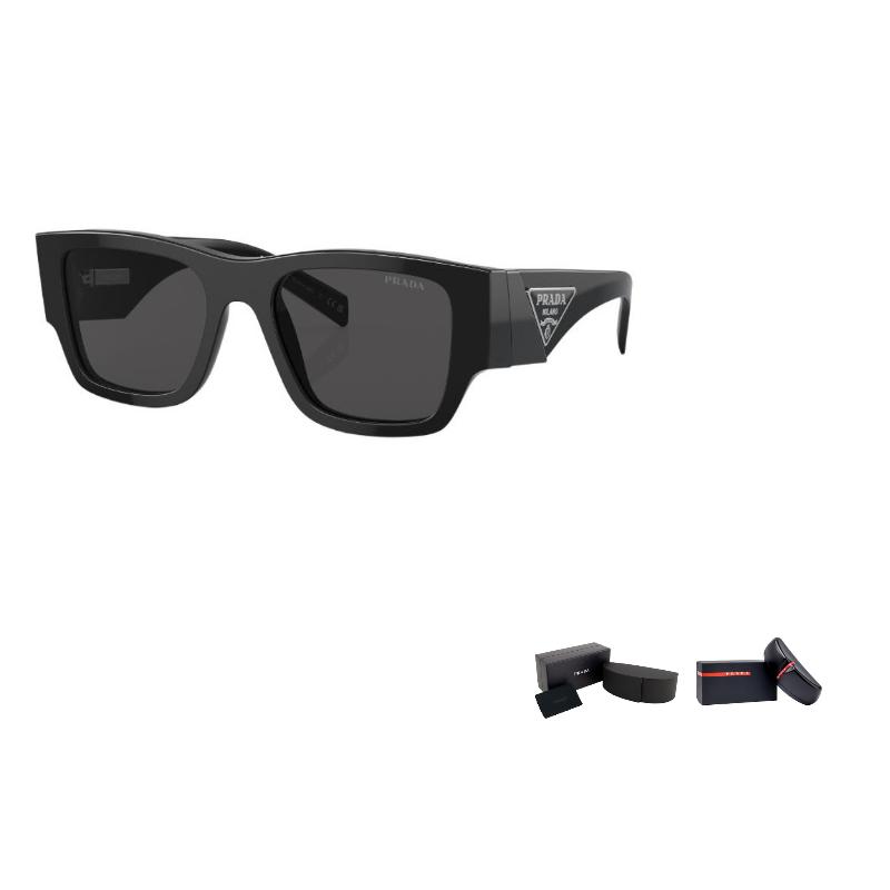 Prada Fashion High-End Triangle Logo Design Acetate Square Sunglasses Unisex sunglasses Black PR-10ZSF-1AB5S0-55-19