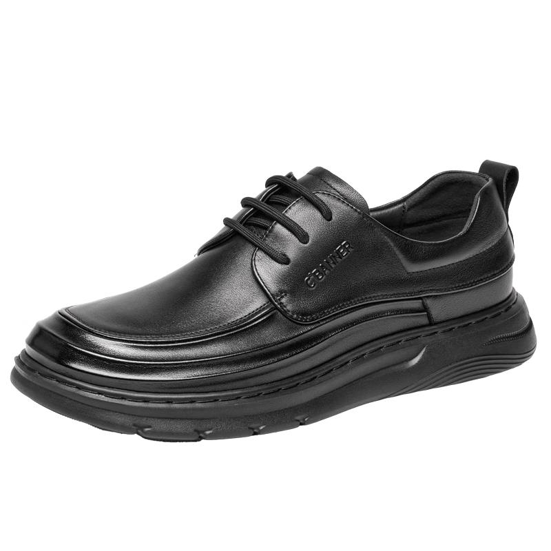 Qianbaidu Men s Top-Grain Leather Soft-Sole Derby Shoes 39