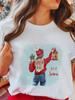 Women's Tops Christmas Short Sleeve Tees Female Summer Beach Funny Cartoon Santa Reindeer Printed T-Shirt Regular Graphic Female