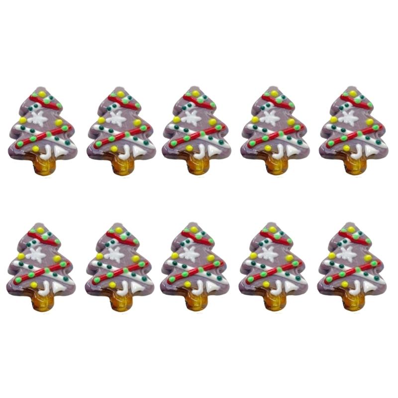 10Pcs Christmas Tree Glass Beads For Christmas Ornament Handmade Bracelets