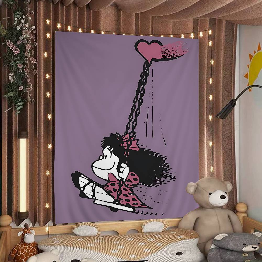 

Cartoon MMafalda DIY Wall Tapestry For Living Room Home Dorm Decor Wall Art Decor 74x94cm(29x37in)