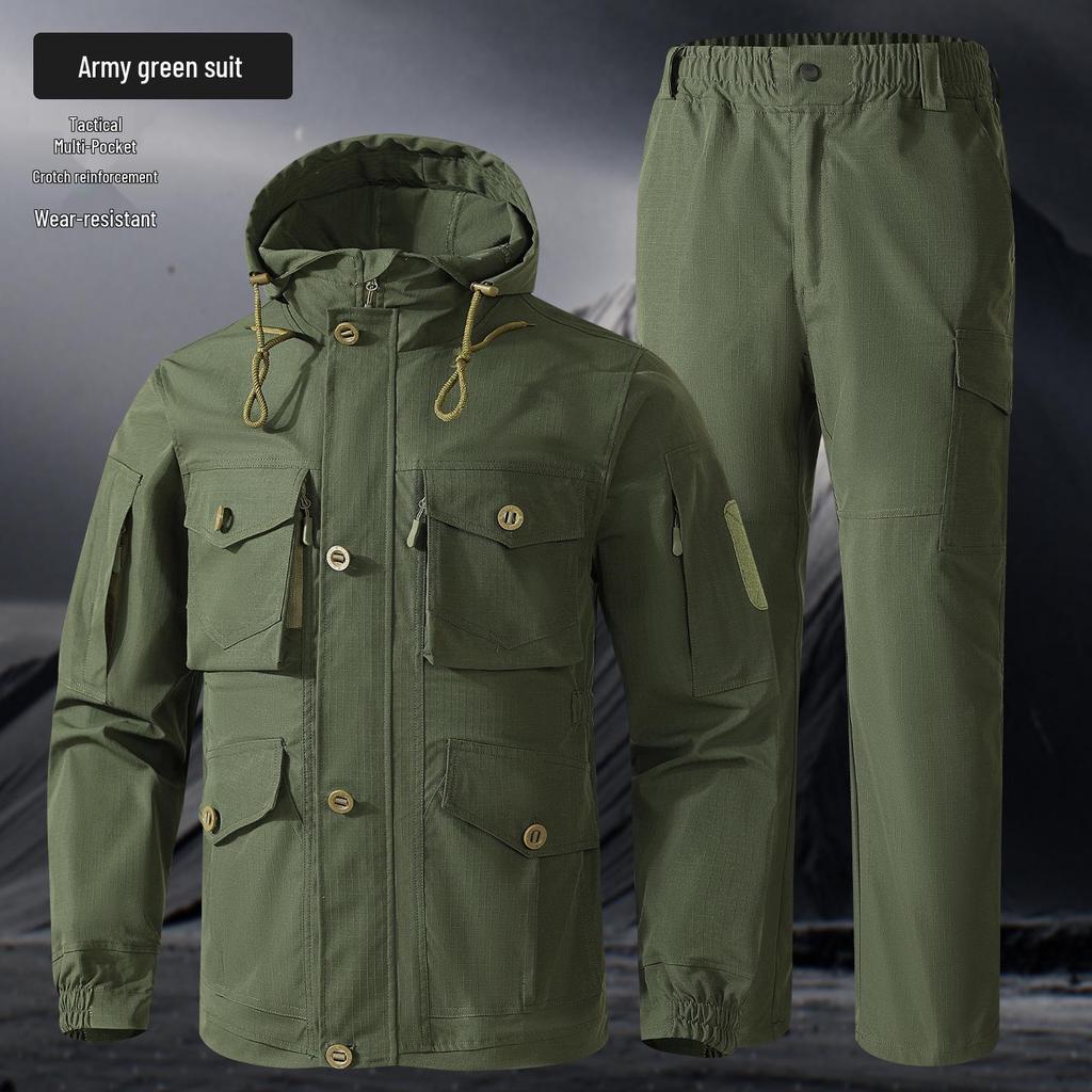 Men's Wear-Resistant Camouflage Workwear Set: Jacket & Pants for Outdoor, Tactical, and Mountaineering Activities
