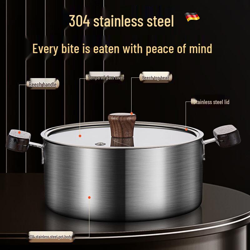 Balde 304 Stainless Steel Mini Hotpot with Walnut Handle