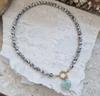 European and American Popular Spotted Natural Stone Bead Necklace, Titanium Steel Accessory Pendant, Collarbone Chain