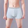 Plus Size Men's Spring and Summer Cotton Striped Loose Breathable Sports Mid Waist Flat Angle Briefs