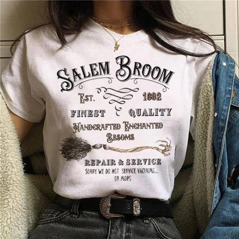 T-shirts Sweet Women Fashion Salem Print Aesthetic Clothes Graphic Unisex Tshirt Top Cartoon Lady Casual FeUnisex Tee Clothing Women