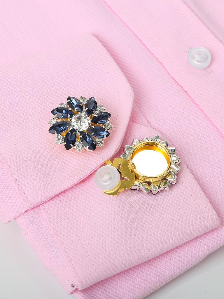2Pcs Rhinestone Cufflinks Shirt Sleeve Button Covers Bling Crystal Button Clips For Dresses And Shirts Button Decoration Buttons