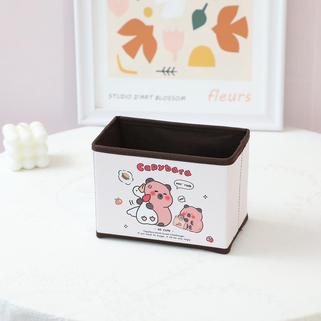 Capybara Adorable Desktop Box With Foldable Design For Stationery And Cosmetics