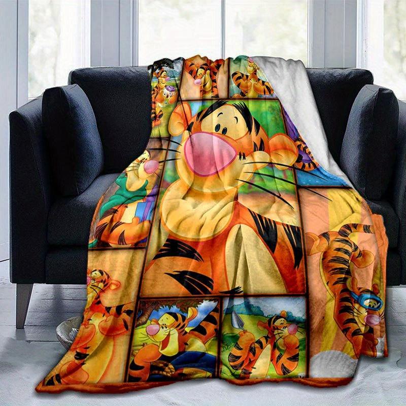 Tigger Decke Ultra-Weich, Warm, Gemütlich Überwurf für Wohnzimmer, Sofa, Ganzjahres-Reiseaccessoire Niedlicher Zeichentrickfigur Heimdekoration