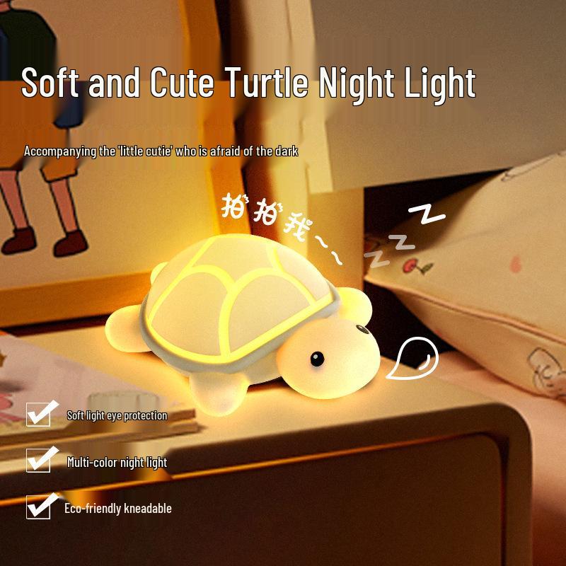 Turtle Silicone Night Light – USB Rechargeable, Cute Cartoon Design for Kids' Bedrooms