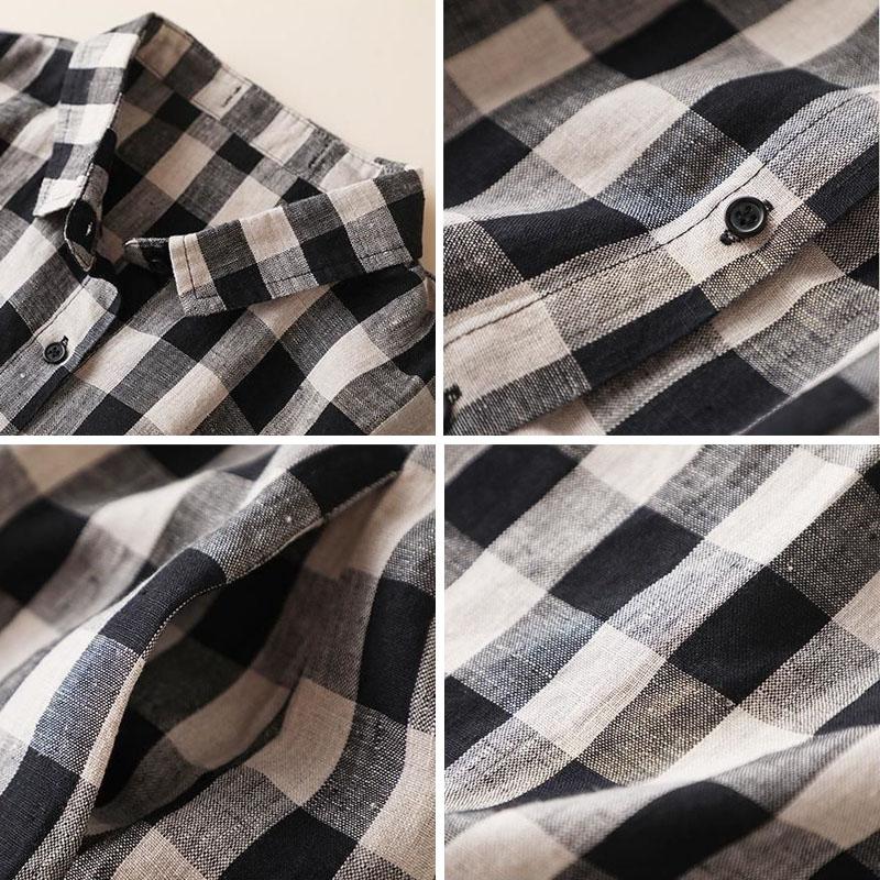 Plaid Shirt Women Mid Length Loose Shirt Long Sleeved Casual Top Summer Women's Clothing