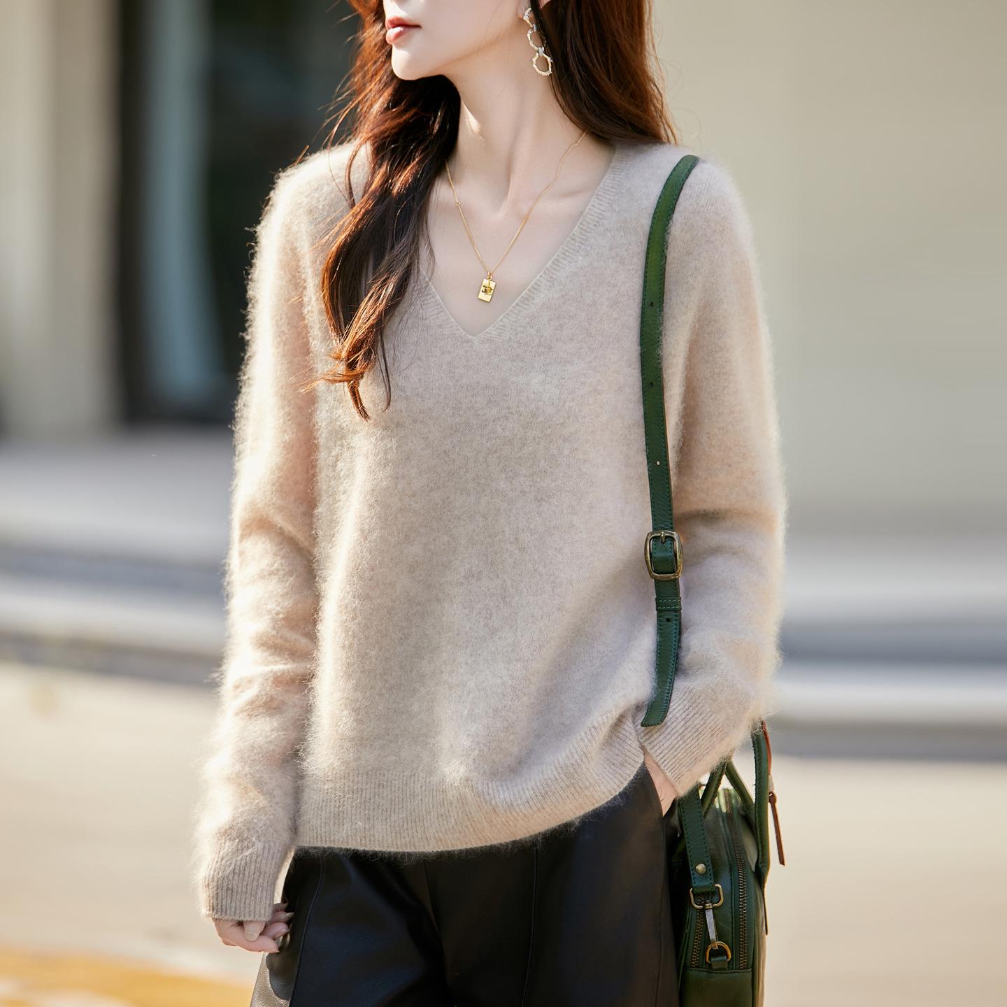 

Brushed Series Heavyweight Cashmere Seamless Knitted Sweater Pullover for Women Medium