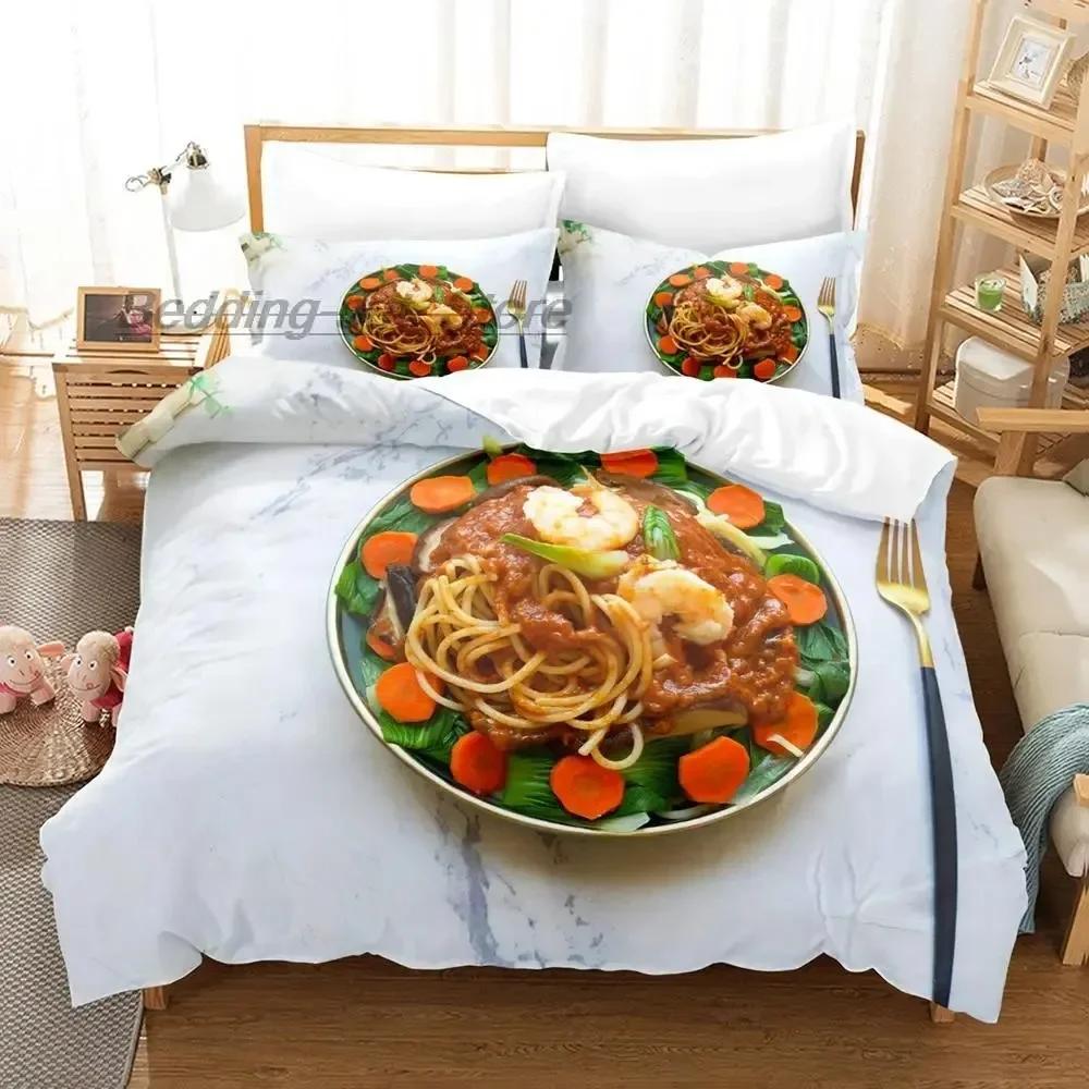 Gourmet Spaghetti Italienisches Bettwäsche-Set Einzelbett Twin Full Queen King Size Bettset Aldult Kinderzimmer Bettbezug-Sets 3D Essen