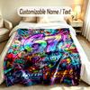 Graffiti Theme Custom Blanket Personalized Name & Text Customized Soft Warm Throw Blanket Home Decor